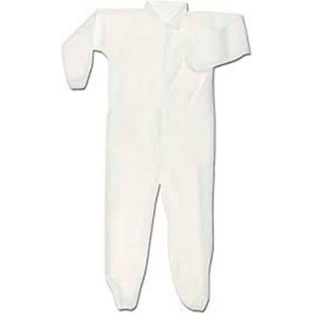 KEYSTONE SAFETY HD Polypropylene Coverall, Elastic Wrists & Ankles, Zipper Front, Single Collar, White, L, 25/Case CVL-NW-HD-E-LG